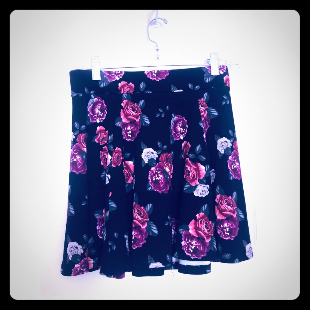 H&M Black Mini Skirt with Rose Detail